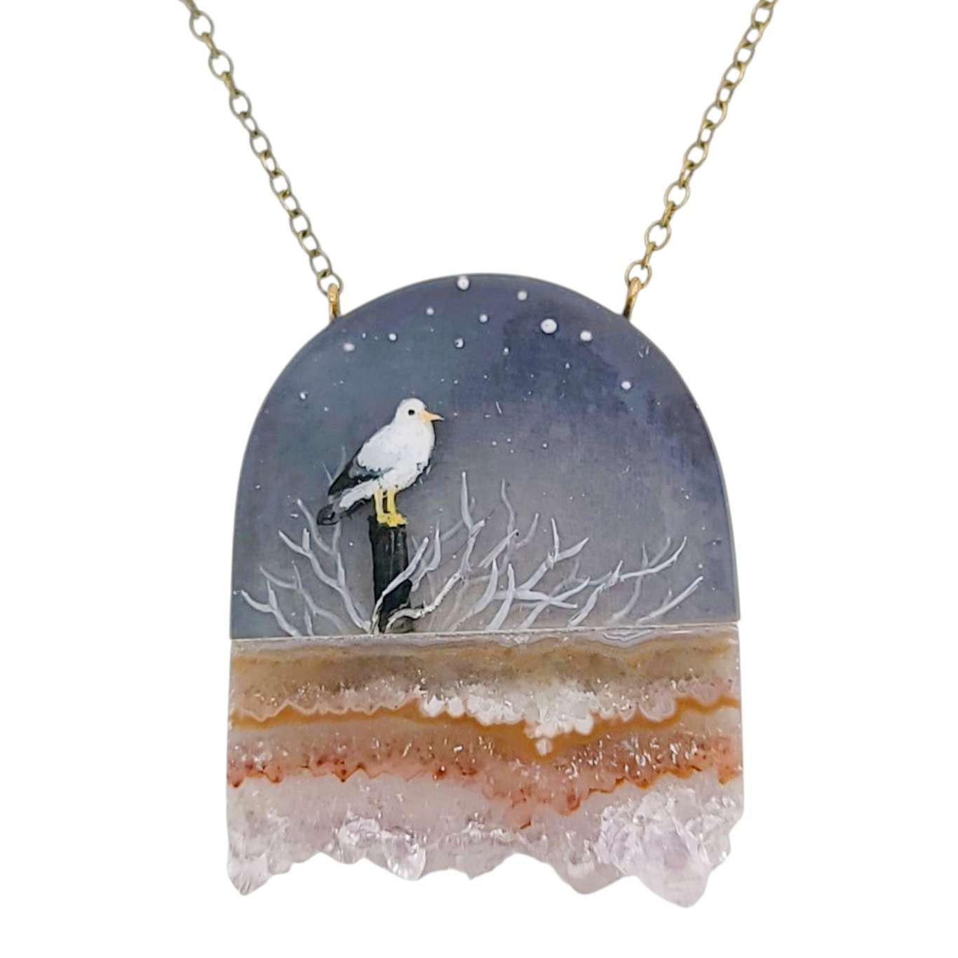 Necklace - Salt Crystal Seagull  (A or B) by Fernworks