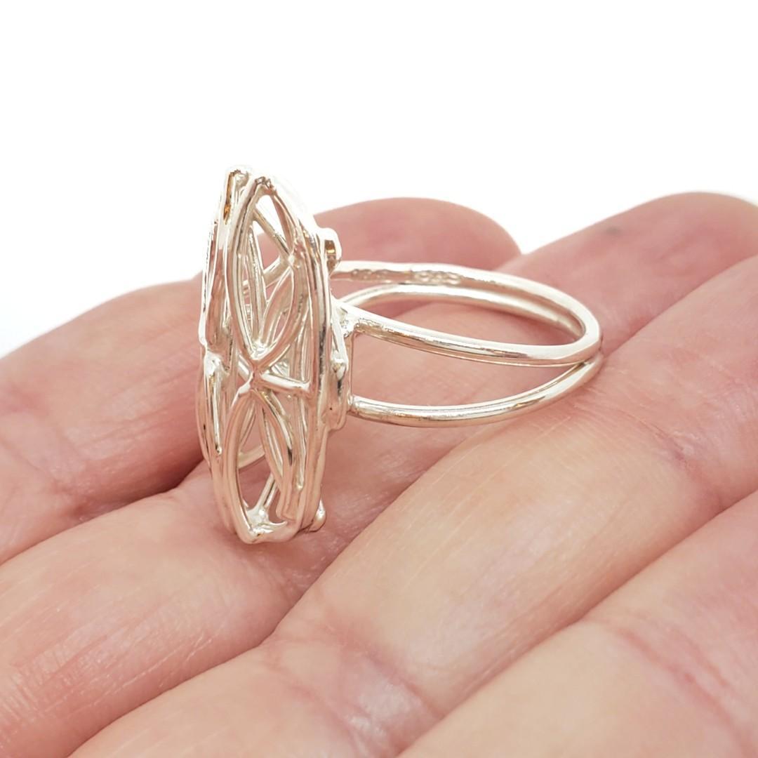 Ring - Size 6.5 - Oval Openwork Argentium Silver by Jen Surine