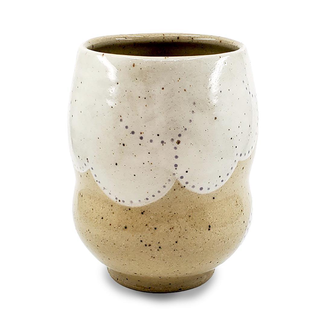 Vase - Curvy Wide Mouth (White Clouds) by Jennifer Fujimoto