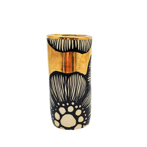 Vase - 4in Floral Cylinder with 22k Gold Solid Background (C) by Hsieh Clay SF