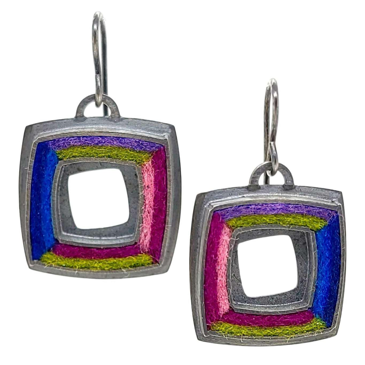 Earrings - Square Donut Simple Drops in Cool Gem by Michele A. Friedman