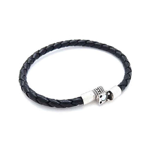 Bracelet - Caviar Lux in Black Leather with Silver by Diana Kauffman Designs