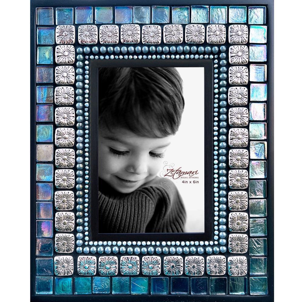 Picture Frame - 5x7in Mosaic Frame in Moonlight Shimmer by Zetamari Mosaic Artworks