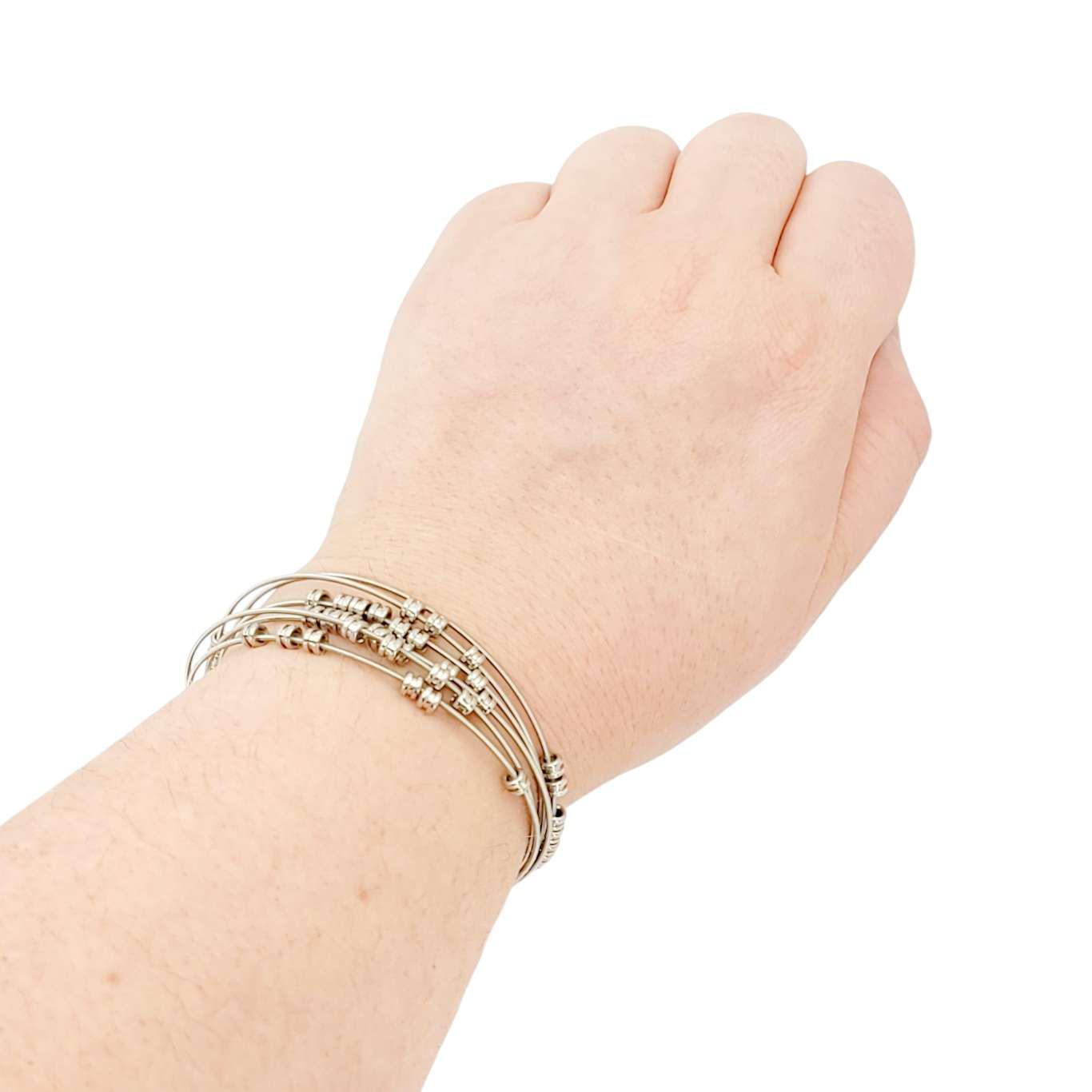 Bracelet - Fidget Bangle (Silver) (M or L) by High Strung Studios