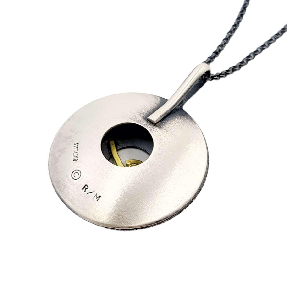 Necklace - OOAK Diamond Swirl Pendant in Sterling Silver and 18k Gold by Susan Mahlstedt