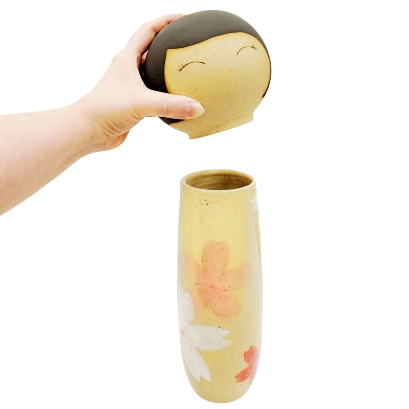 Kokeshi Jar - XXL - Cheerful Sakura (OOAK) by Jennifer Fujimoto Collection