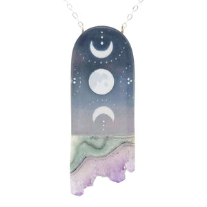 Necklace - Jasper Moons Crystal (Sterling Silver) by Fernworks