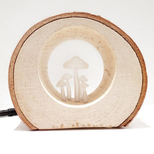 Lamp - Small Birch Circle (White Mushrooms) by Sage Studios