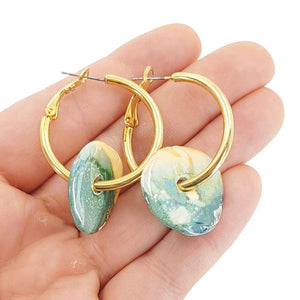 Earrings - Ceramic Ring Hoops (Ocean Sunrise) by Diana Kauffman