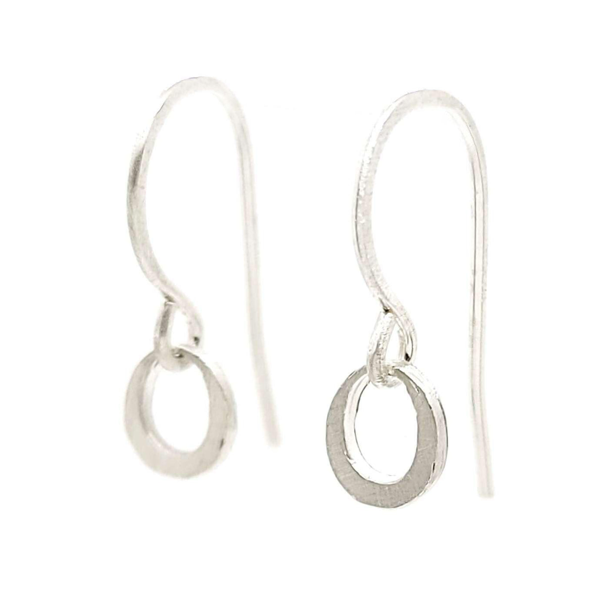 Earrings - Tiny Ring Dangles in Sterling Silver by Michelle Chang