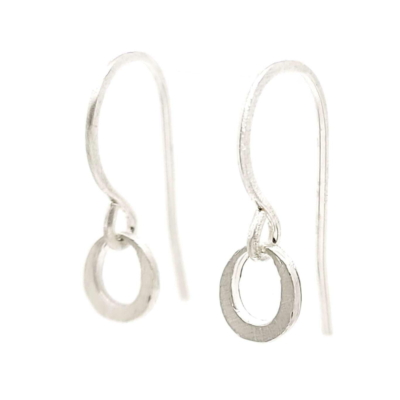 Earrings - Tiny Ring Dangles in Sterling Silver by Michelle Chang
