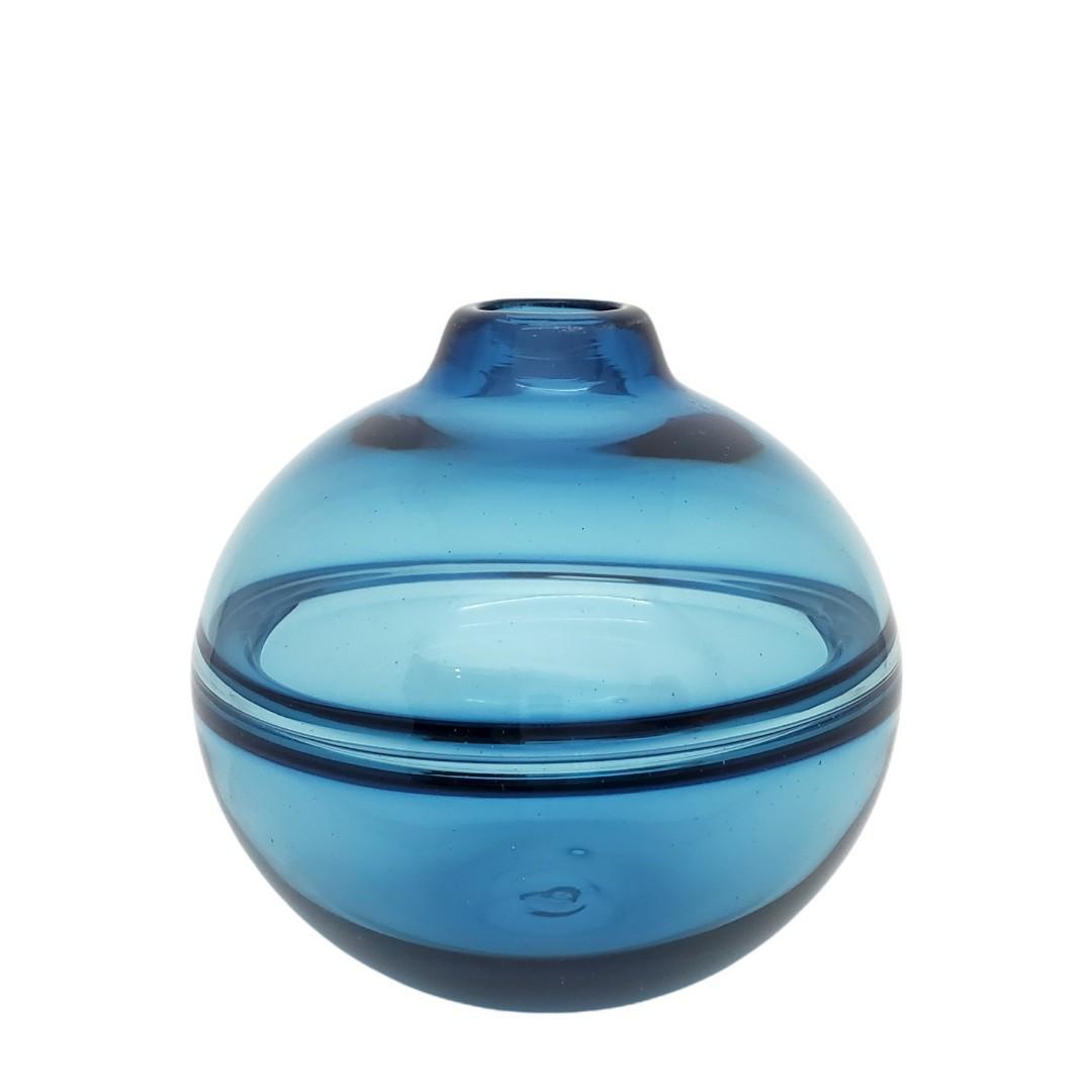 Bud Vase - Petite Round in Glacial Blue Glass by Dougherty Glassworks
