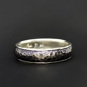 Ring - Size 12.25 – Sterling Silver Lined Titanium Half-Round by Taviametal