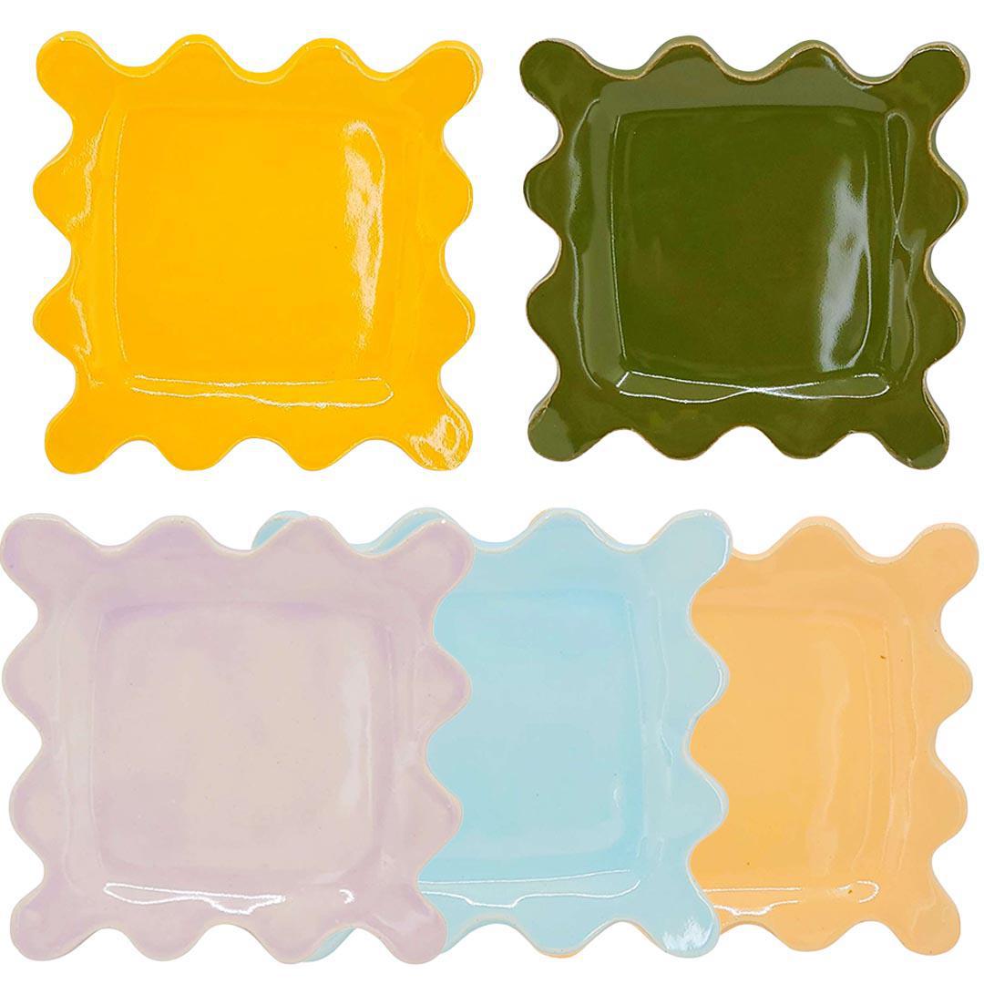 Dish - Square Squiggle Plate (Assorted Colors) by MUD WITCH