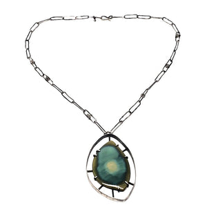 Necklace - Wayfinder Green Imperial Jasper Sterling by Three Flames Silverworks