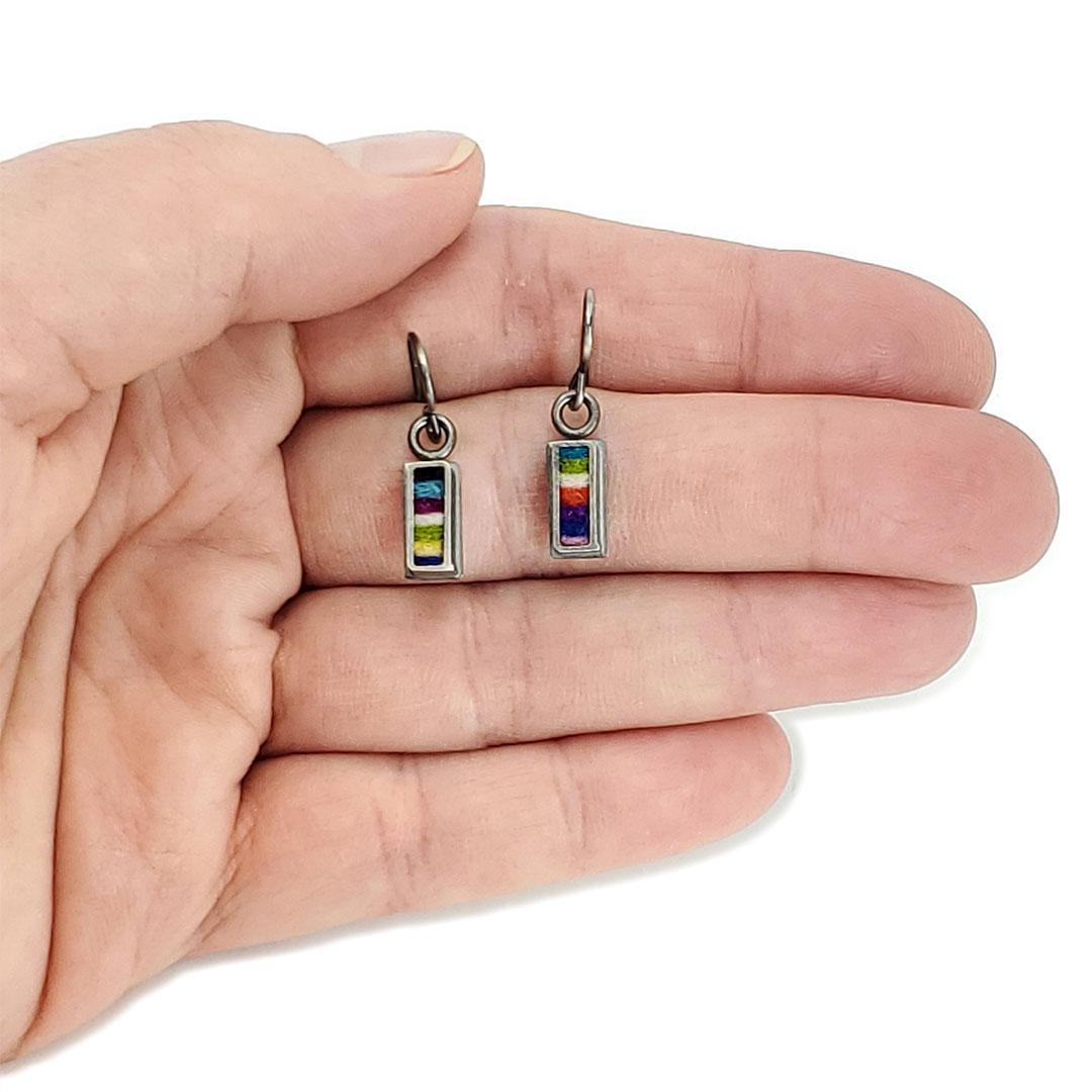 Earrings - Tiny Rectangle Drops (Multicolor) by Michele A. Friedman