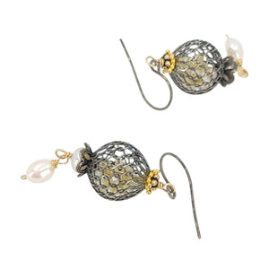 Earrings - Rattle Cage (Freshwater Pearl) by Calliope Jewelry