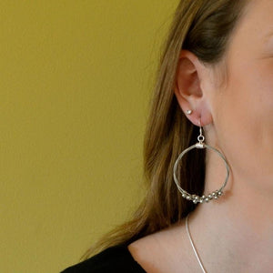 Earrings - Guitar String - Floating Melody Beaded Twisted Circles (Large) by High Strung Studios
