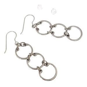 Earrings - Tripled Baseline (Stainless Steel and Titanium) by Wraptillion