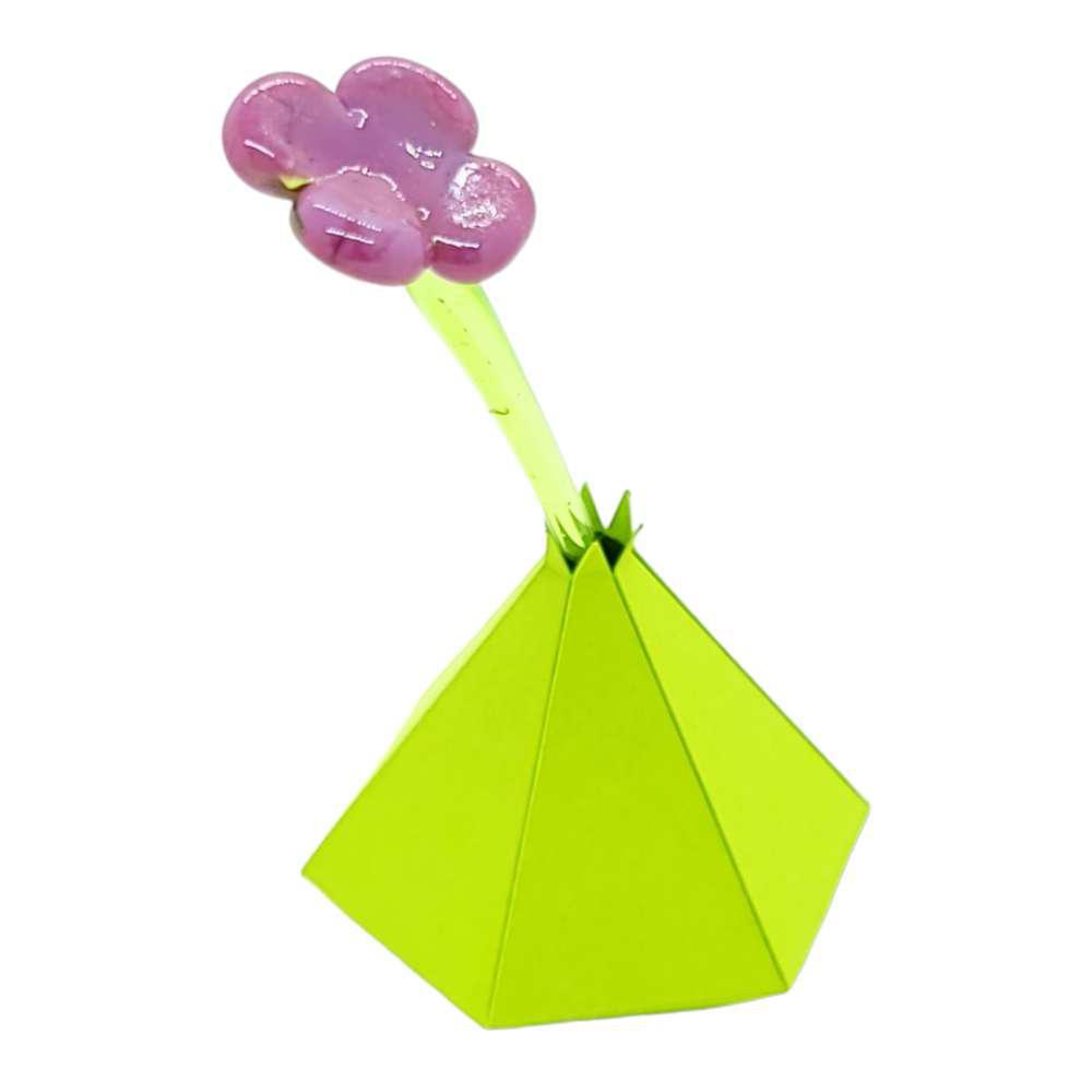 Trinket - Glass Flower with Hexagonal Base in Assorted Colors by Krista Bermeo Studio with Paper and Blade