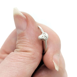 Ring - Diamond-Eyed Tiny Skull Face in Sterling Silver by Michelle Chang