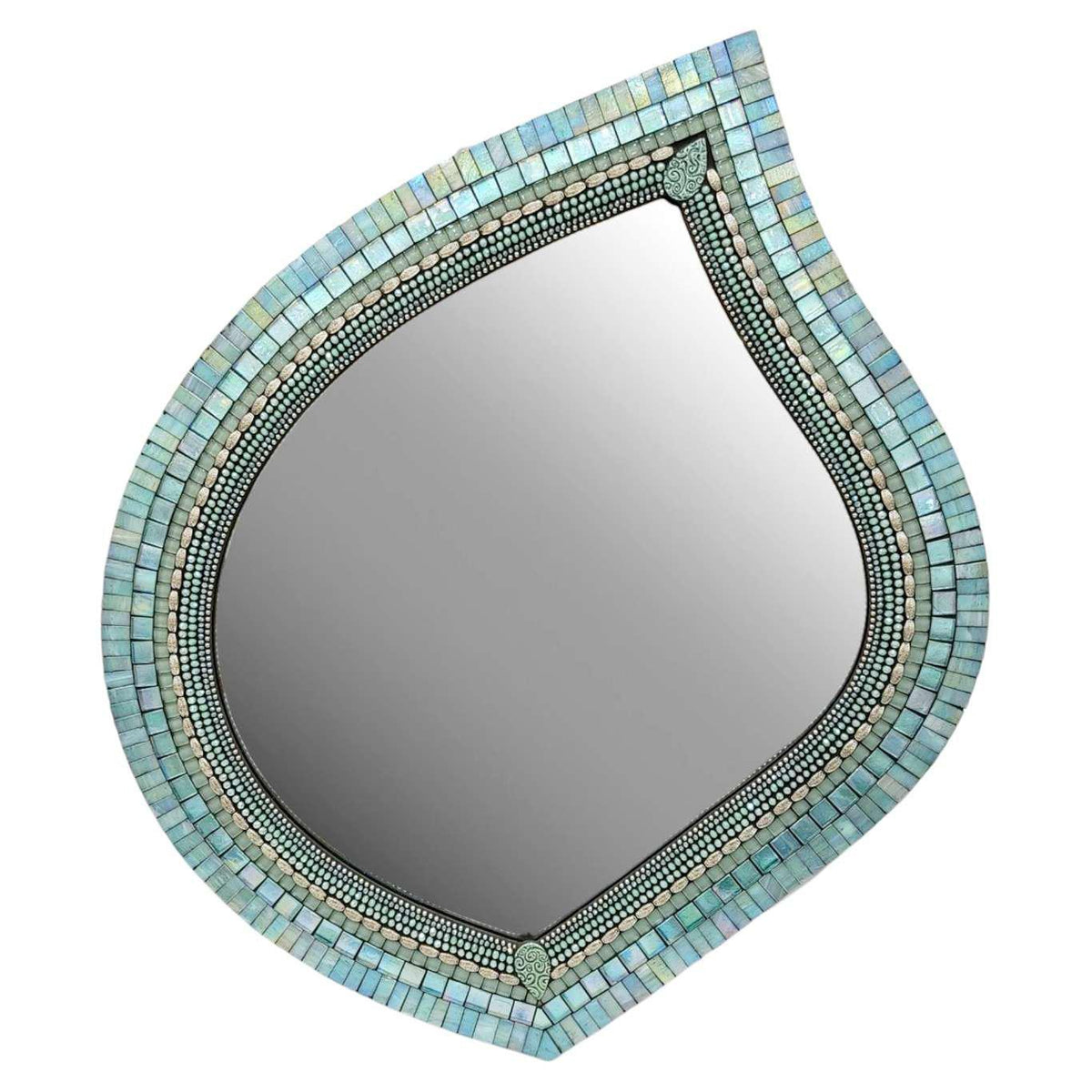 Mosaic Mirror - 22x24in Leaf (Seafoam) by Zetamari Mosaic Artworks