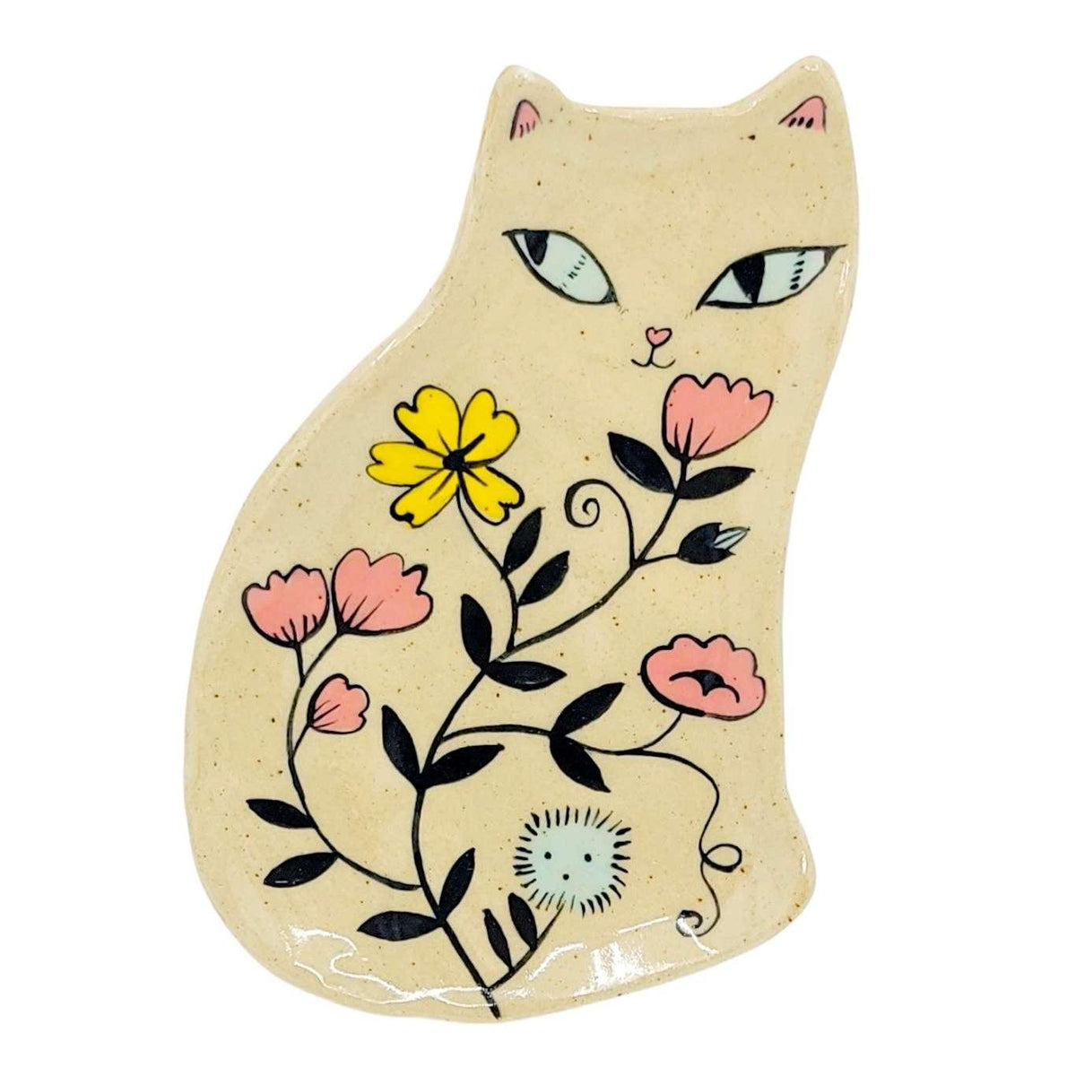 Ring Dish - Floral Cat (Blue Eyes) by Erika Rier