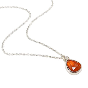 Necklace - Theia in Fire Opal and Sterling Silver with Diamond by Corey Egan