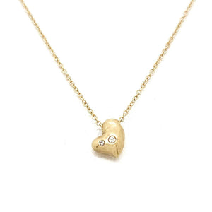 Necklace - Puffy Heart in 14k Yellow Gold and Diamond by Michelle Chang