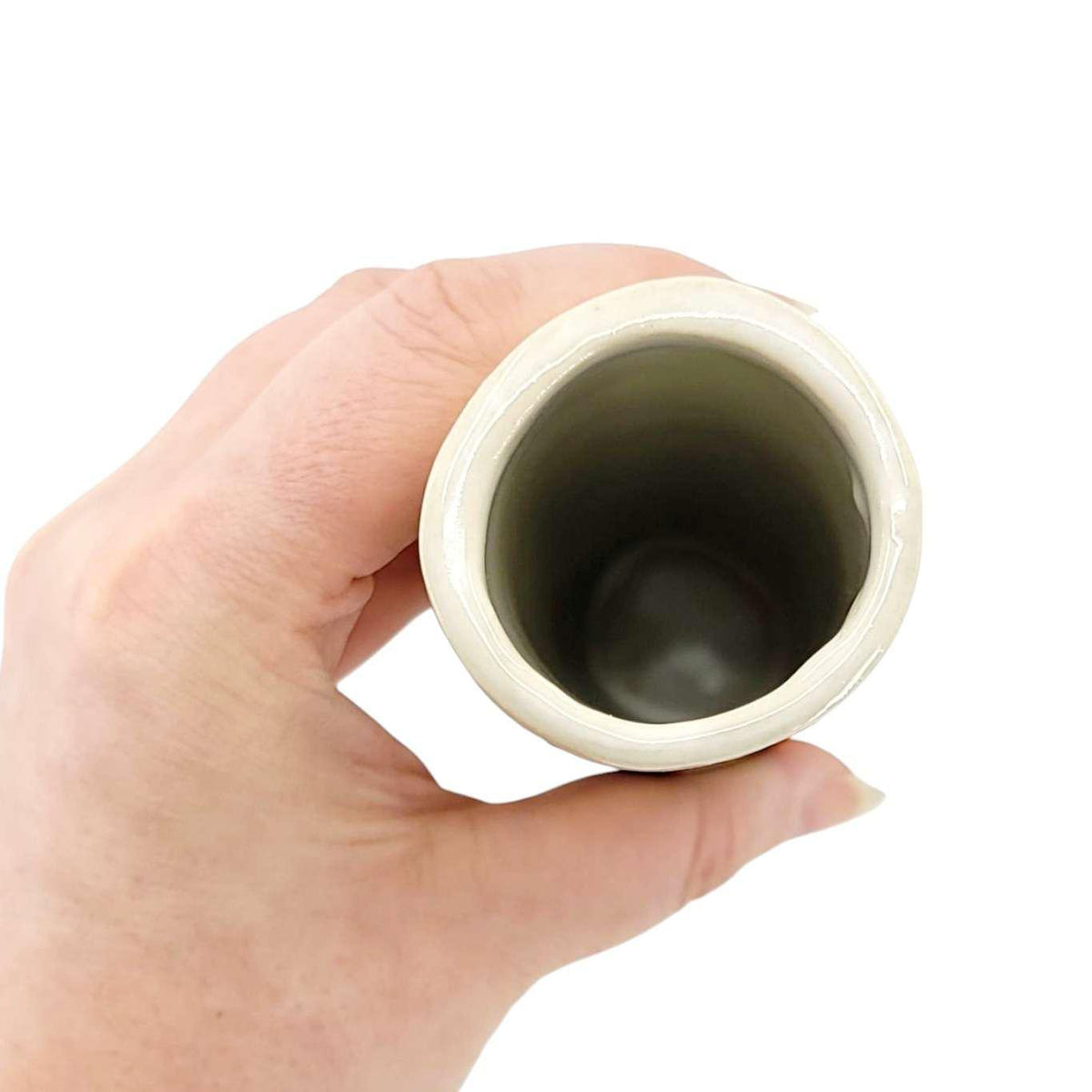 Vase - 8in Floral Cylinder with 22k Gold Accents by Hsieh Clay SF