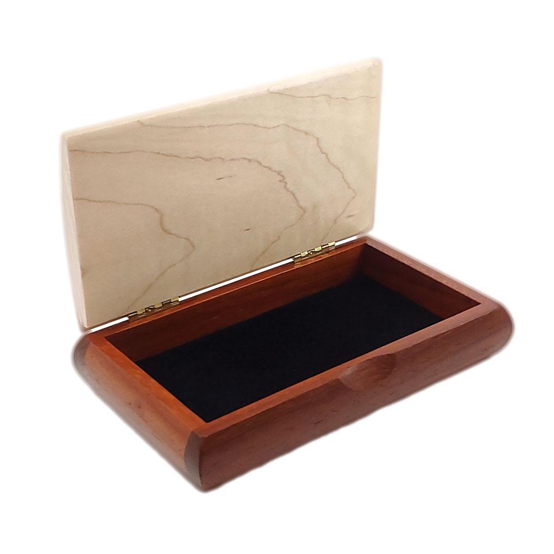 Jewelry Box - Mini Possibility Box (Padauk, Curly Maple) by Mikutowski Woodworking