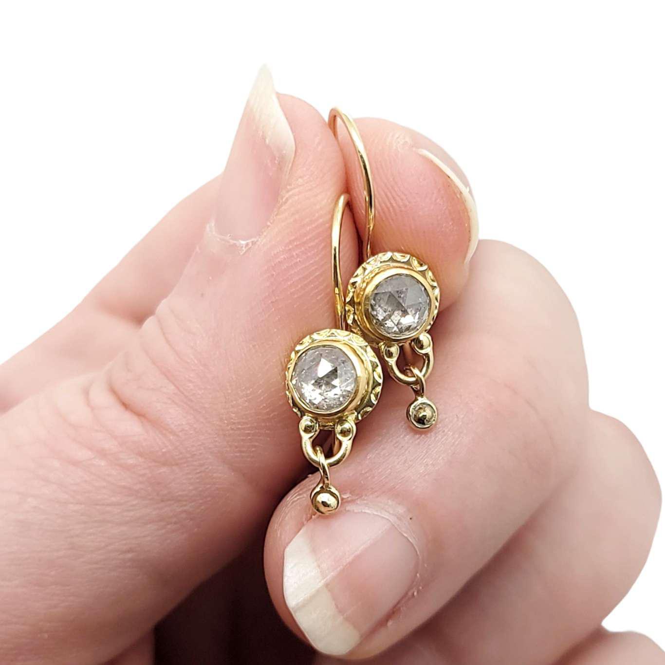 Earrings - Rose Cut Diamonds in 22k and 18k Yellow Gold by Allison Kallaway