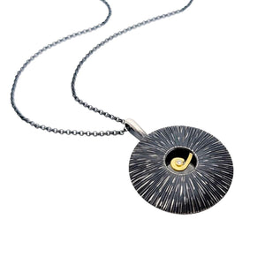 Necklace - OOAK Diamond Swirl Pendant in Sterling Silver and 18k Gold by Susan Mahlstedt