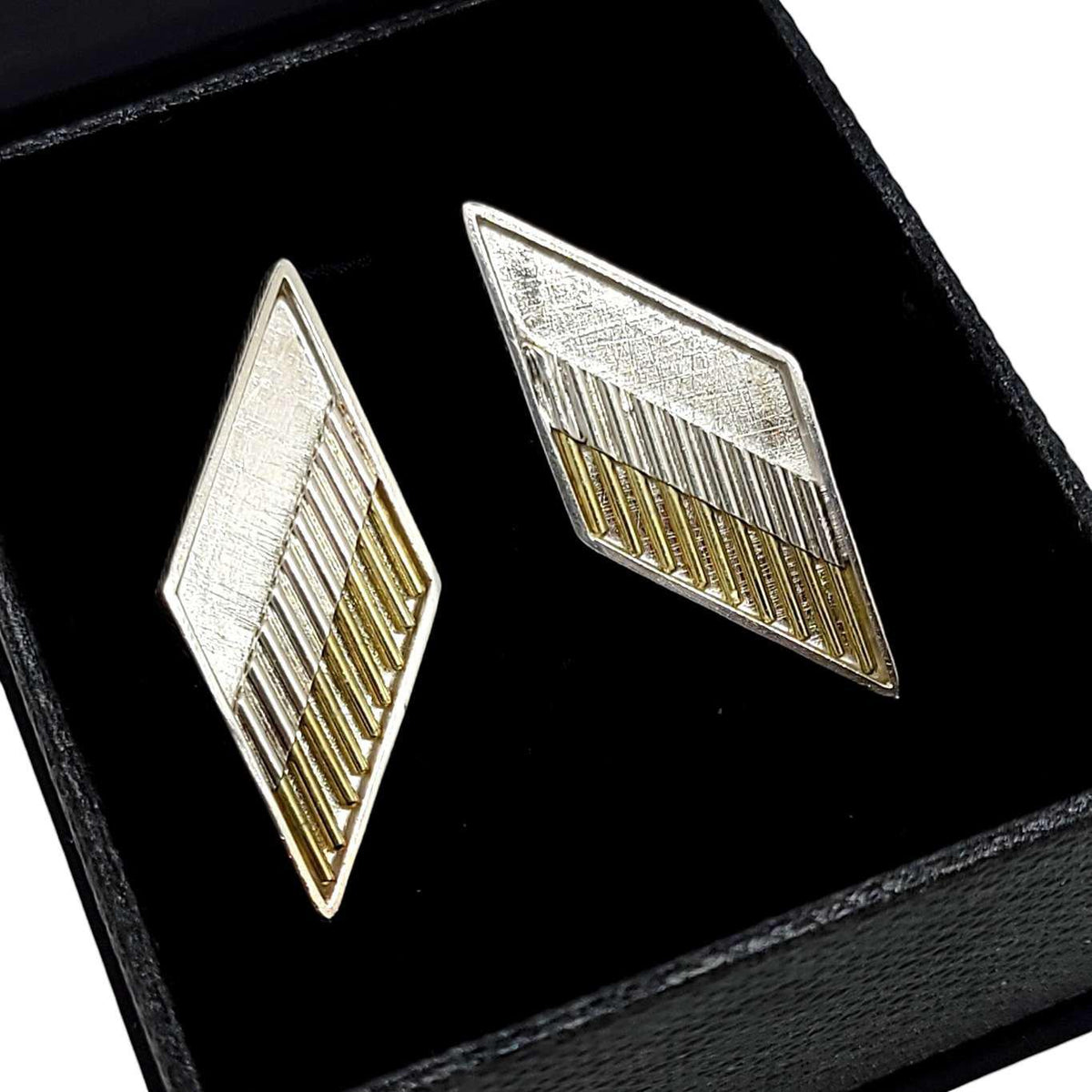 Cufflinks - Chevron in Bright Sterling Silver and 18k Yellow Gold by Dana C. Fear