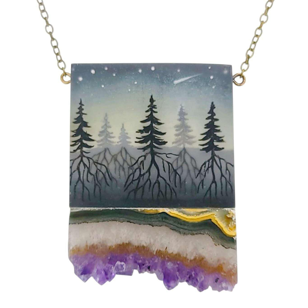 Necklace - Strata Crystal (Amethyst) by Fernworks