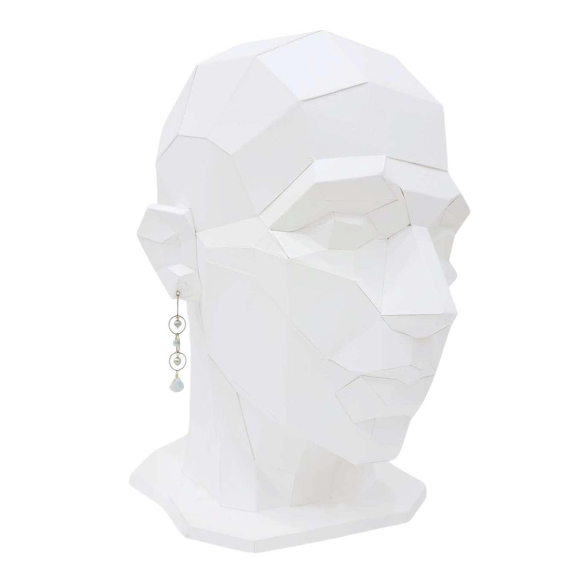 Earrings - Triple Circle Chain Dangles (Larimar, Pearl) by Calliope Jewelry