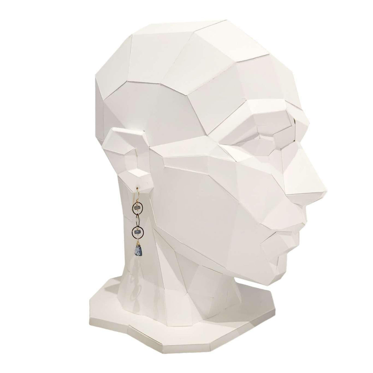 Earrings - Triple Circle Chain Dangles (Moss Kyanite, Aquamarine) by Calliope Jewelry