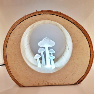 Lamp - Small Birch Circle (White Mushrooms) by Sage Studios