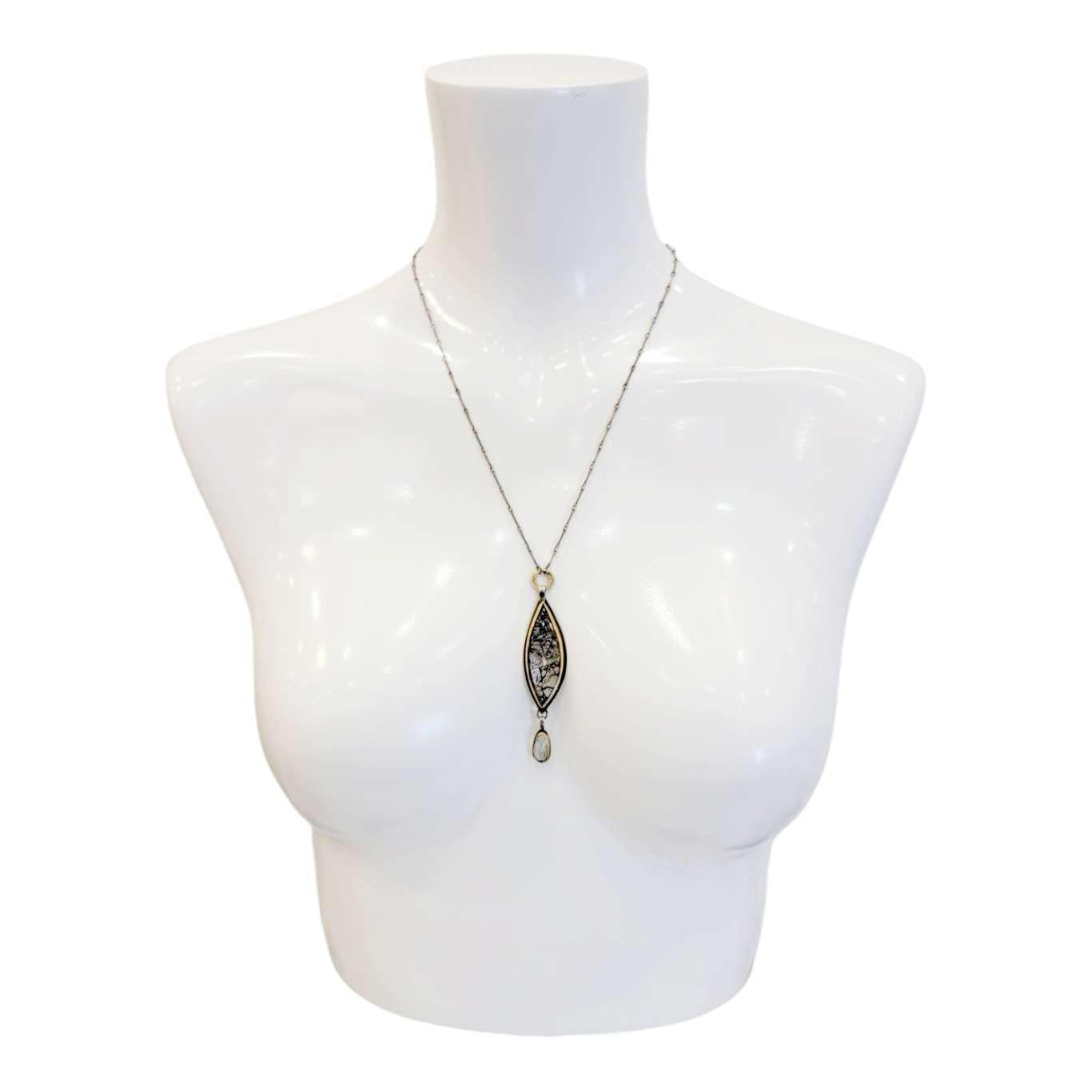 Necklace - Rutilated Quartz Aquamarine 14k 18k Gold by Allison Kallaway