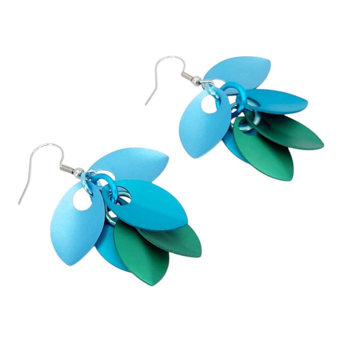 Earrings - Short Leafy Cascade (Winter Mint) by Rebeca Mojica