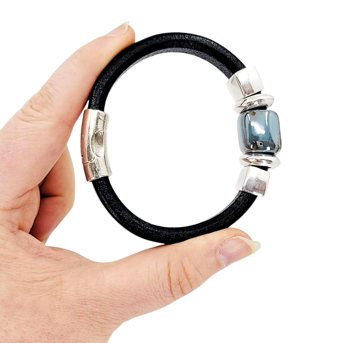 Bracelet - Black Sea (Black, Silver, Ceramic) by Diana Kauffman Designs