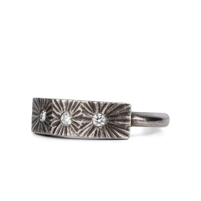 Ring - Size 6, 7 - Nova (Oxidized Sterling Silver, Diamond) by Corey Egan