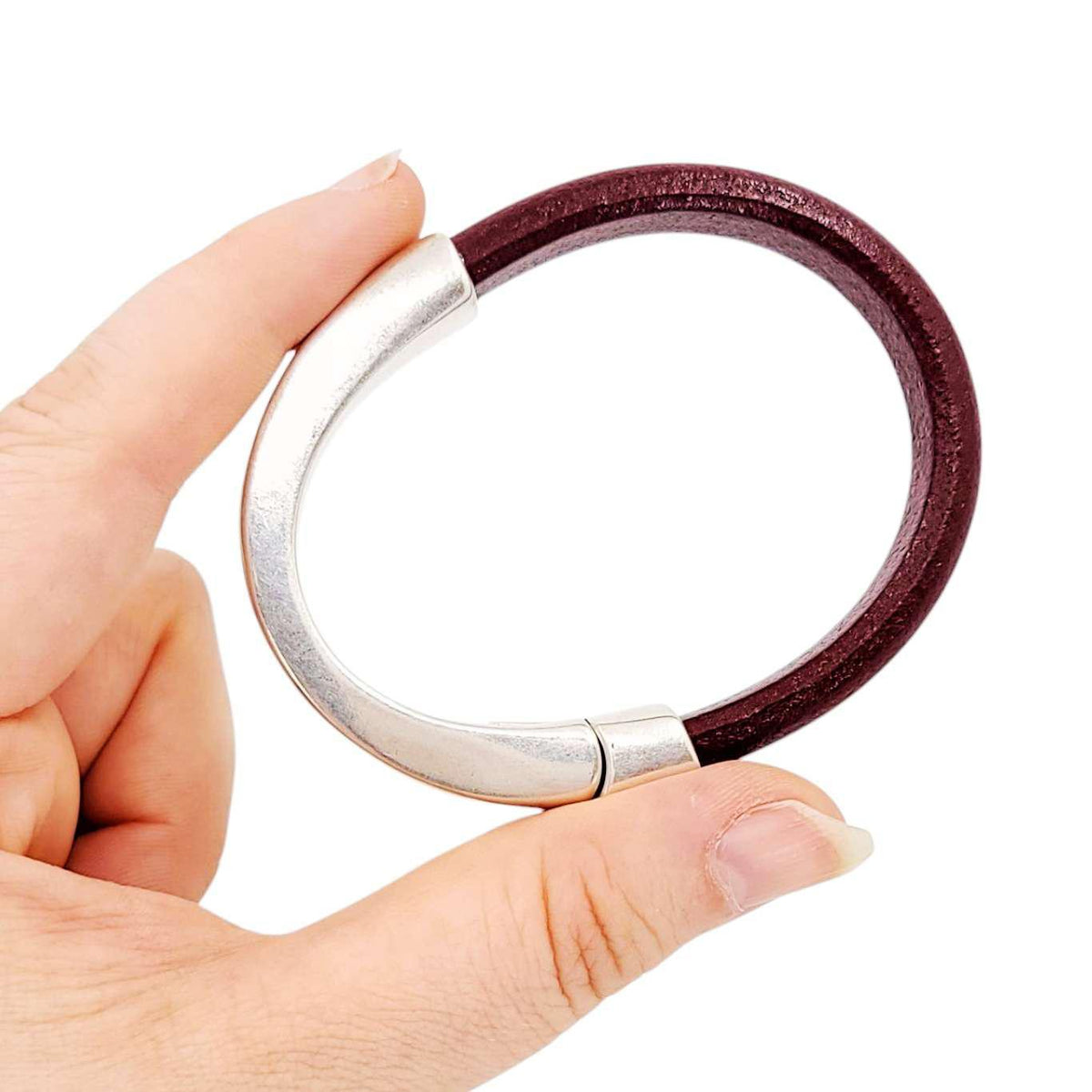 Bracelet - Red Leather Breakaway (Assorted Metals) by Diana Kauffman Designs