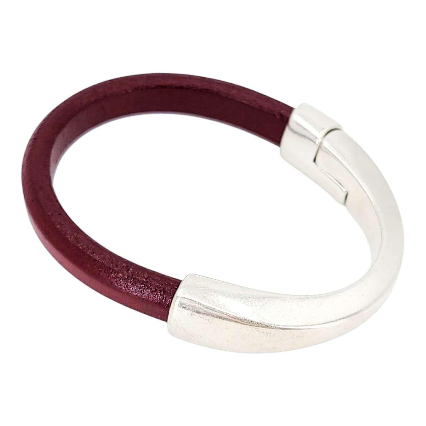 Bracelet - Red Leather Breakaway (Assorted Metals) by Diana Kauffman Designs