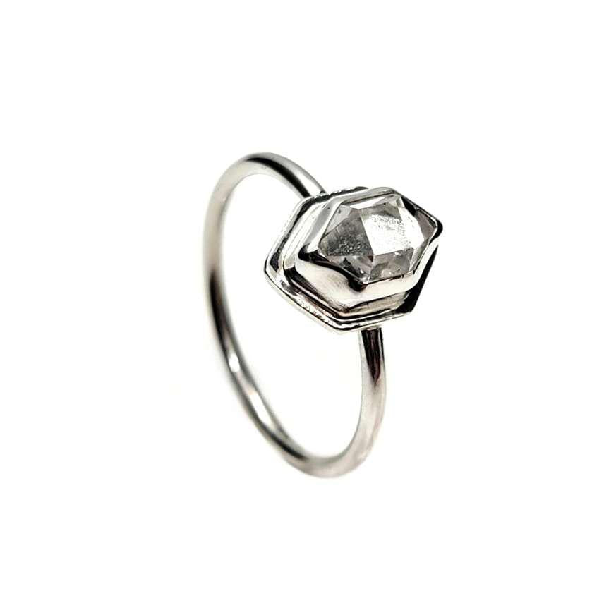 Ring - Size 9 (Custom Sizing Available) - Glacier Vertical Herkimer in Bright Sterling Silver by Stórica Studio