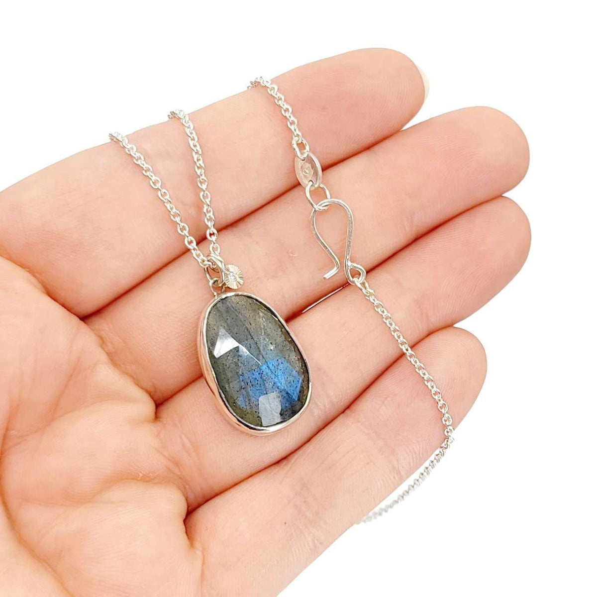 Necklace - Theia (Labradorite, Diamond, Sterling Silver) by Corey Egan