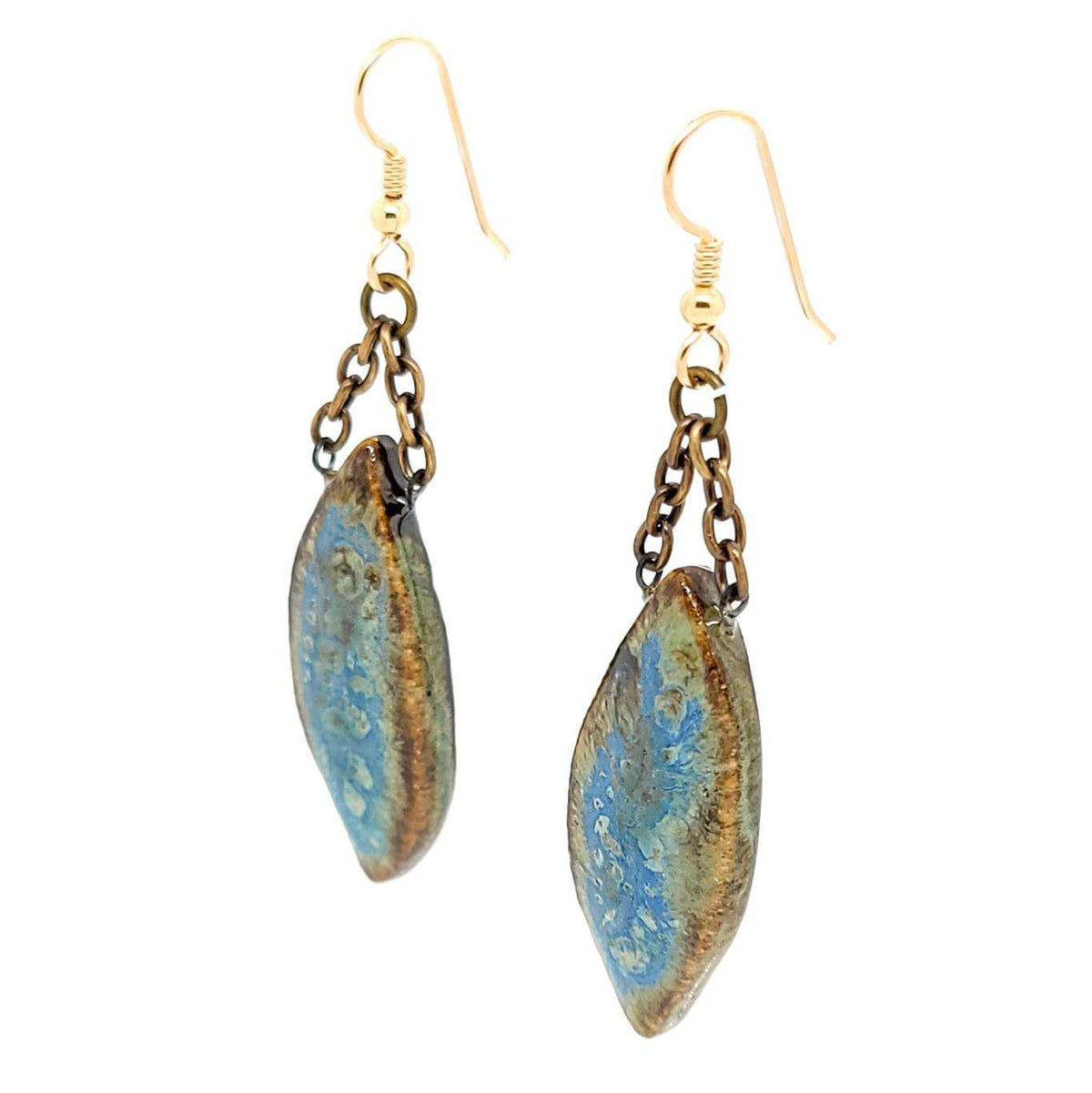 Earrings - Large Leaf Drops in Earth by Dandy Jewelry