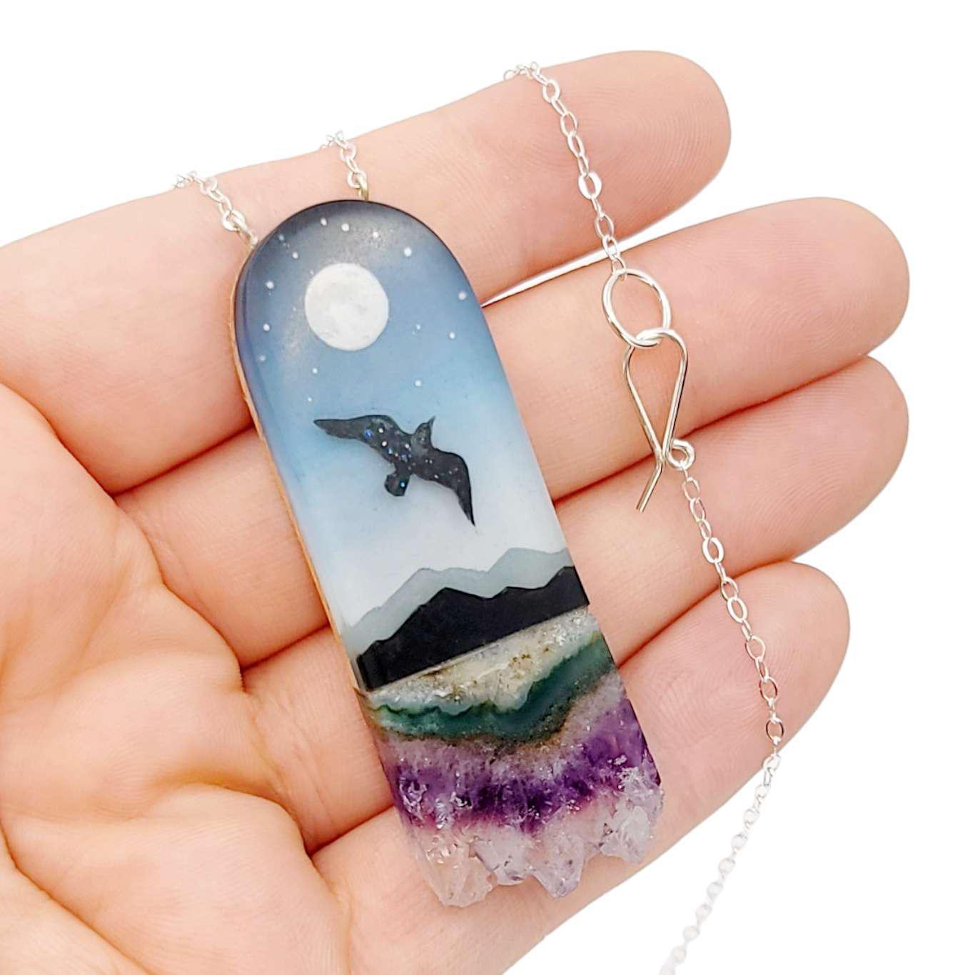 Necklace - Amethyst Messenger Flying Bird by Fernworks