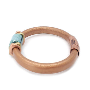 Bracelet - Tuscan Sunset in Copper Leather with Mixed Metals and Ceramic by Diana Kauffman Designs