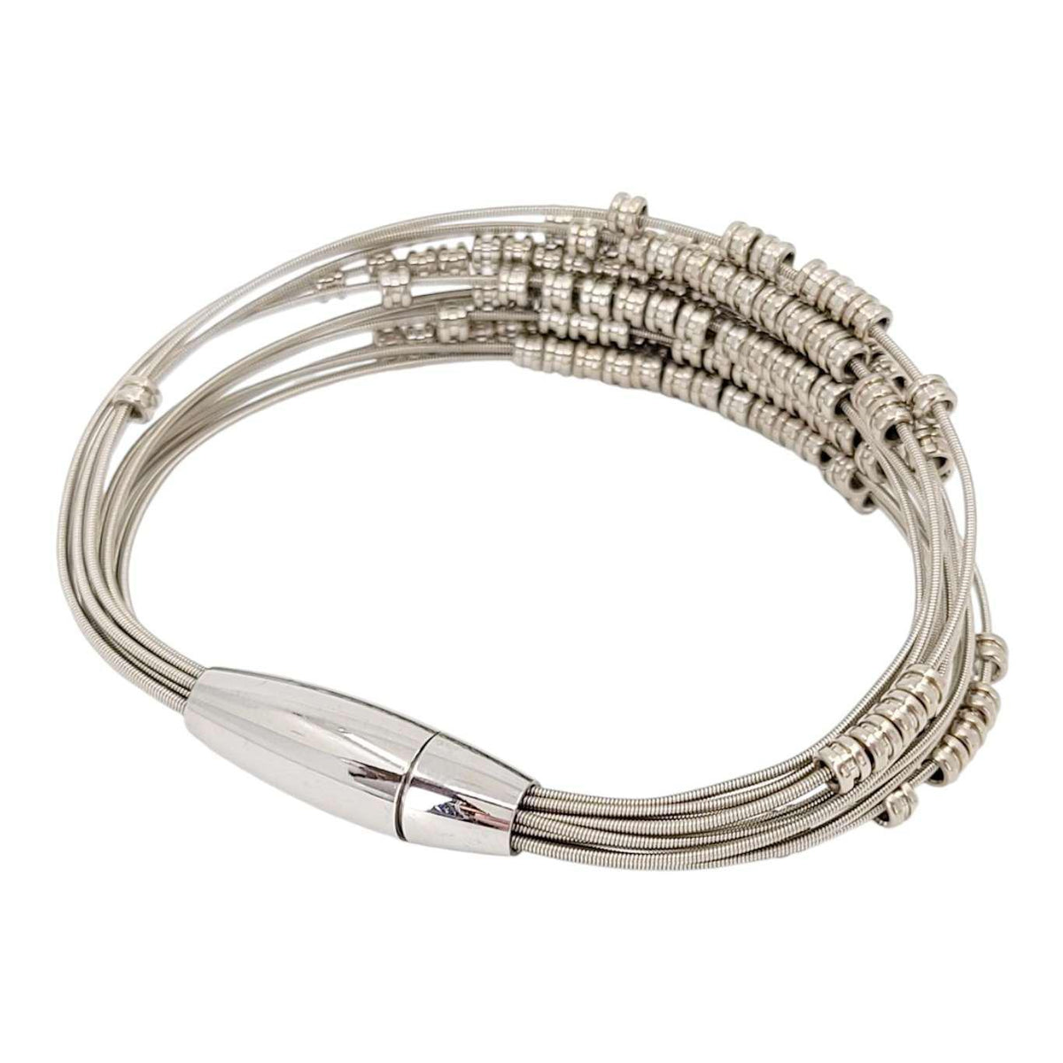 Bracelet - Fortissimo Fidget Guitar Strings Silver Beads (M or L) by High Strung Studios